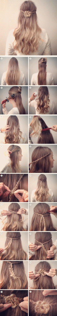 схемы плетения волос фото, шаг за шагом Ажурные косы и цветы из них фото