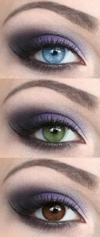 вечерний мейкап глаз фиолетовых цветов для брюнеток